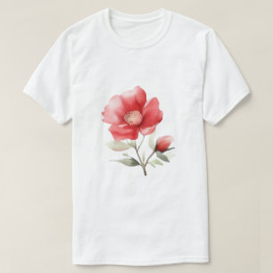 T-shirt Chemise style artistique fleur rouge créative