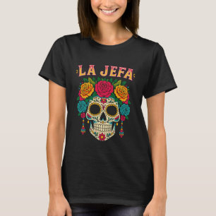 T-shirt Chemise Sugar Skull La Jefa Femmes, Dia De Los Mue
