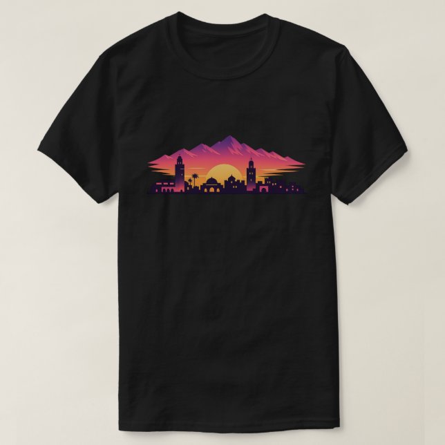 T-shirt Chemise Sunset Moroccan Skyline (Design devant)