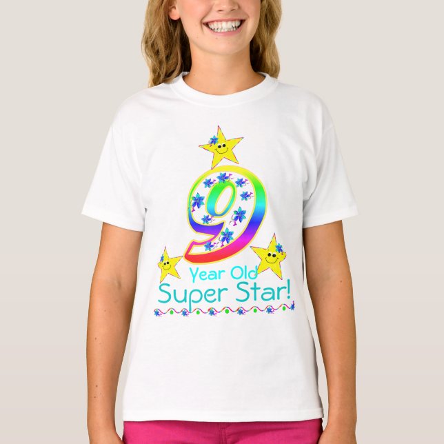 T-shirt Chemise superbe an d'étoile des filles 9 (Devant)