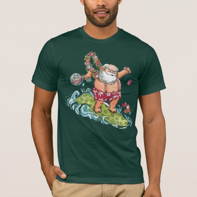 T-shirt Chemise surfante de Noël de Père Noël (Devant)