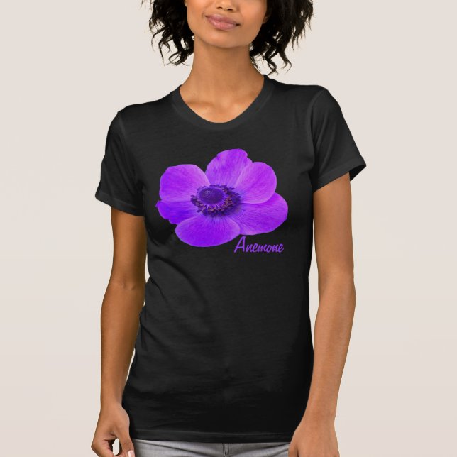T-shirt Chemise T à fleur d'anémone violet personnalisable (Devant)
