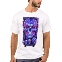 Chemise T Blanche Streetwear Neon Skull 