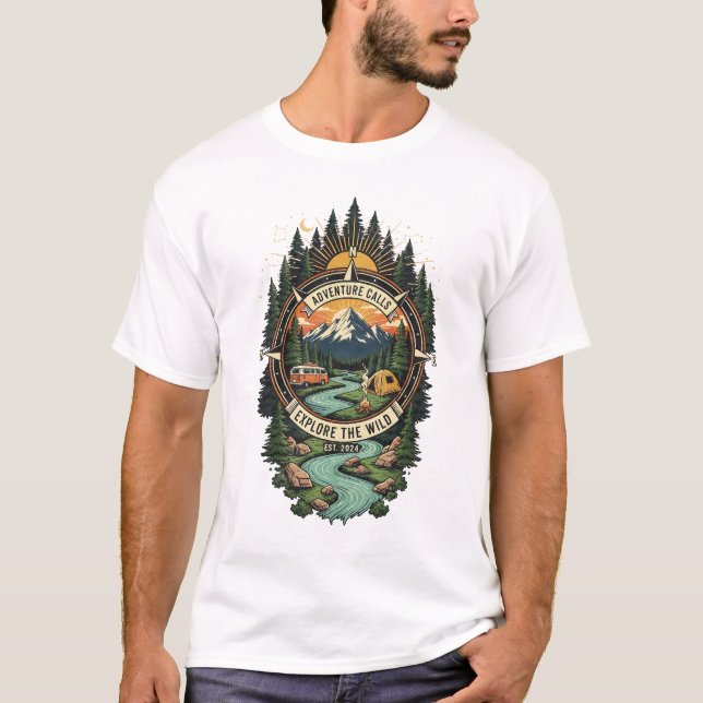 T-shirt Chemise T de conception de camping (Devant)