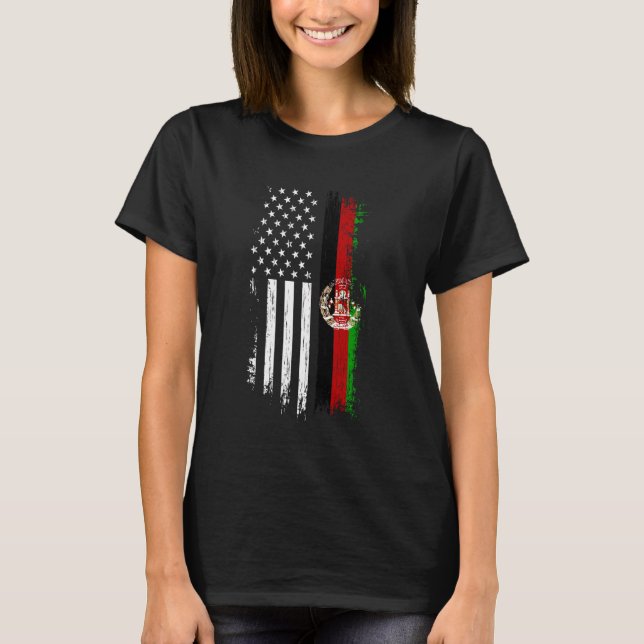 T-shirt Chemise T du drapeau afghan américain - Afghanista (Devant)