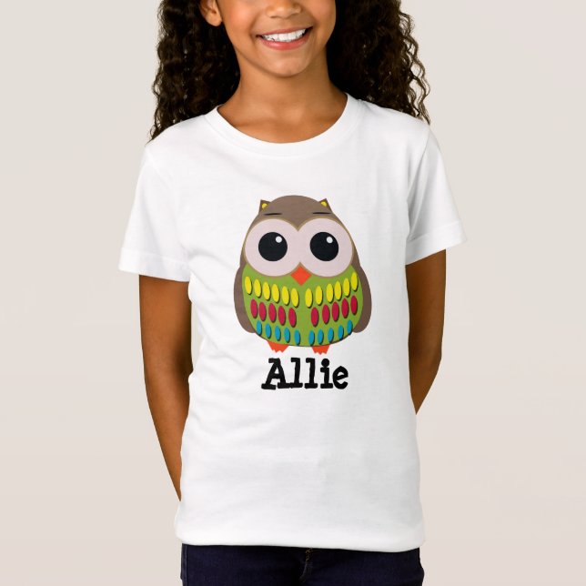 T-Shirt Chemise T enfant de chouette mignonne et colorée (Devant)