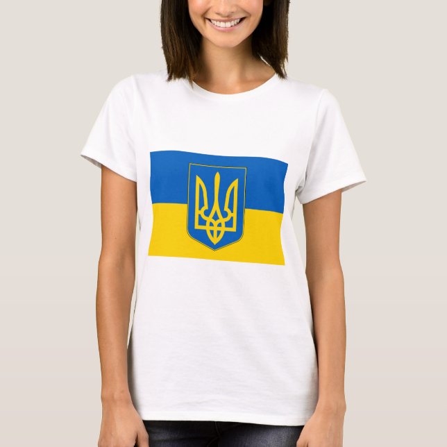 T-shirt Chemise T femme avec drapeau d'Ukraine (Devant)