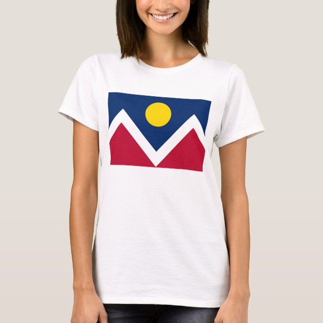 T-shirt Chemise T Femmes avec Drapeau de Denver, Etat du C (Devant)