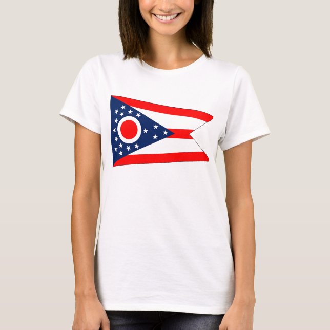 T-shirt Chemise T Femmes avec drapeau de l'Etat de l'Ohio (Devant)