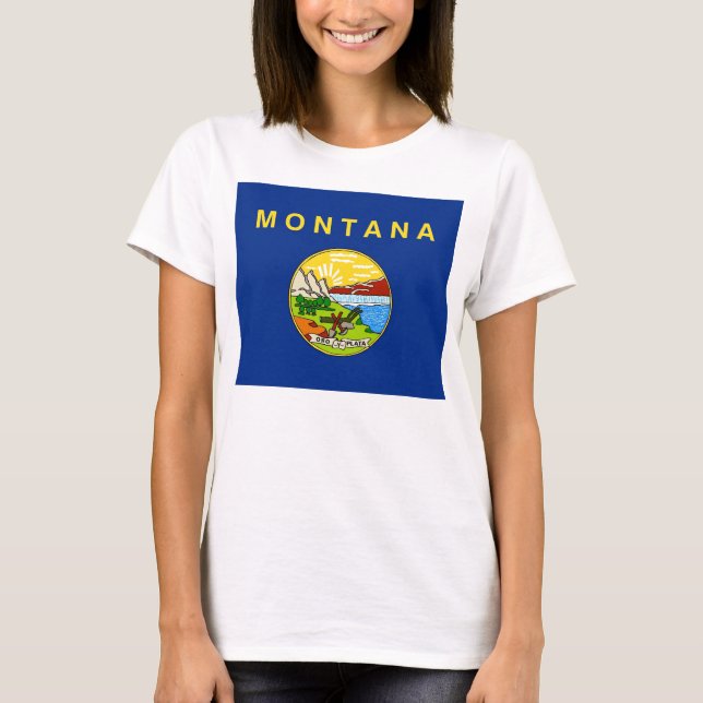 T-shirt Chemise T Femmes avec Drapeau de l'Etat du Montana (Devant)