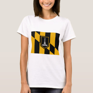 T-shirt Chemise T Femmes avec Drapeau du Baltimore, USA