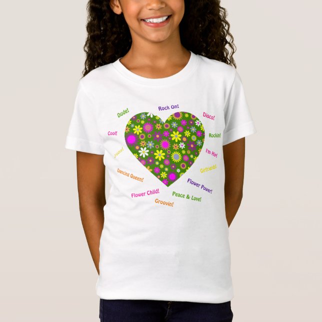 T-Shirt Chemise T Flower Power - Filles (Devant)