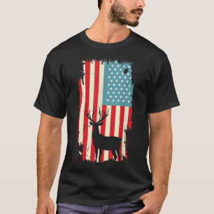 T-shirt Chemise T Patriotique American Deer Hunter Pour Le