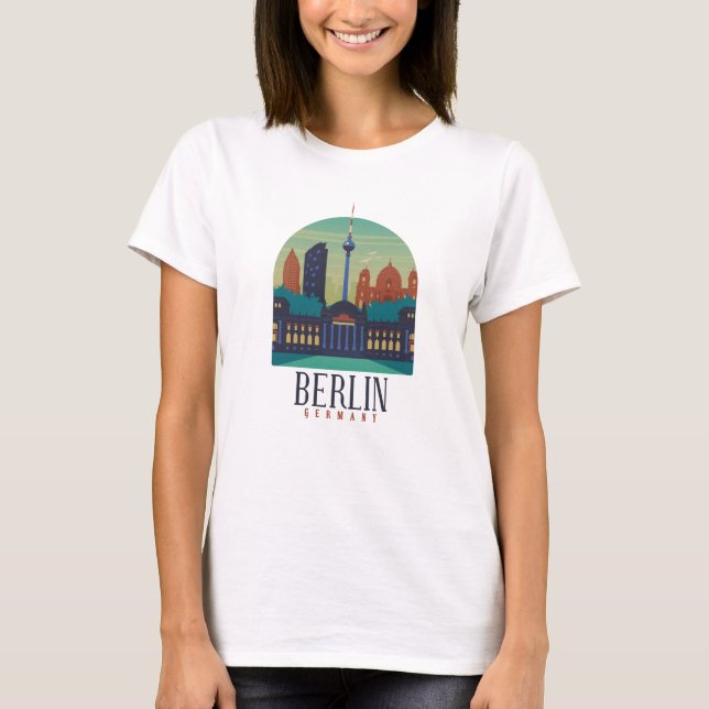 T-shirt Chemise T pour femmes Skyline Berlin Allemagne (Devant)