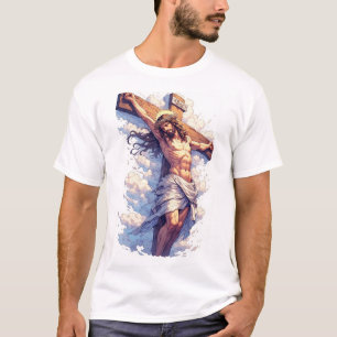 T-shirt Chemise T pour hommes Jésus sur la Croix chrétienn