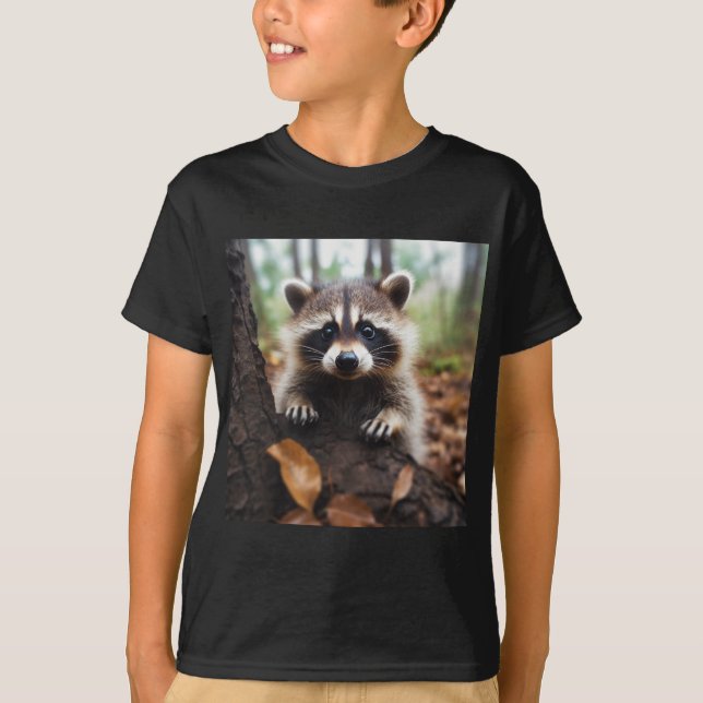 T-shirt Chemise T Raccoon Cute - Chemises Animal Cute (Devant)