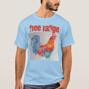 T-shirt Chemise T Rooster de poulet à l'aquarelle libre