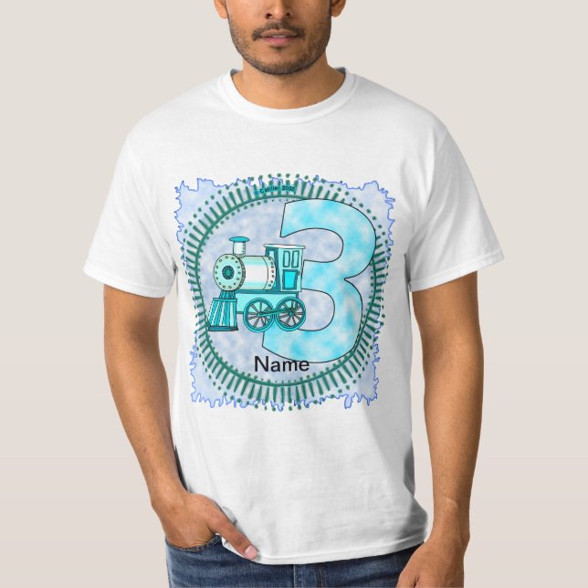 T-shirt Chemise T Train Bleu Numéro 3  (Devant)
