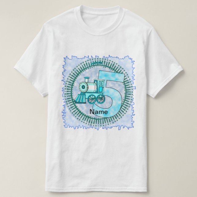 T-shirt Chemise T Train Bleu Numéro 5  (Design devant)