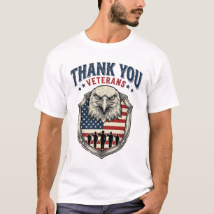 T-shirt Chemise Thank You Veterans Patriotic Eagle Shield_