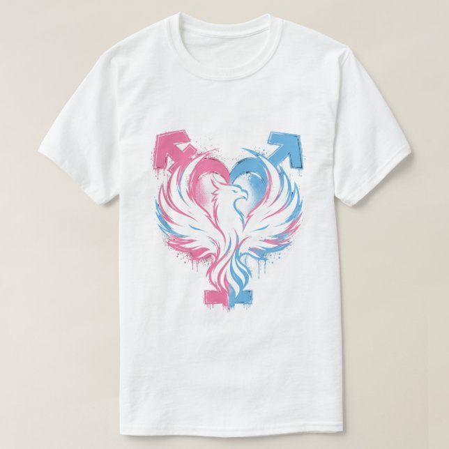 T-shirt Chemise Transgenre Phoenix Heart Pride (Design devant)