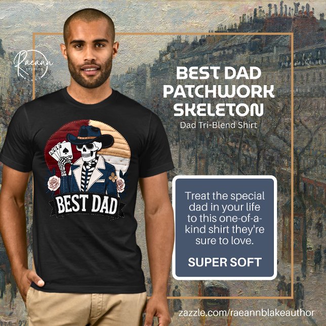 T-shirt Chemise tri-blend patchwork squelette meilleur pap (Créateur téléchargé)