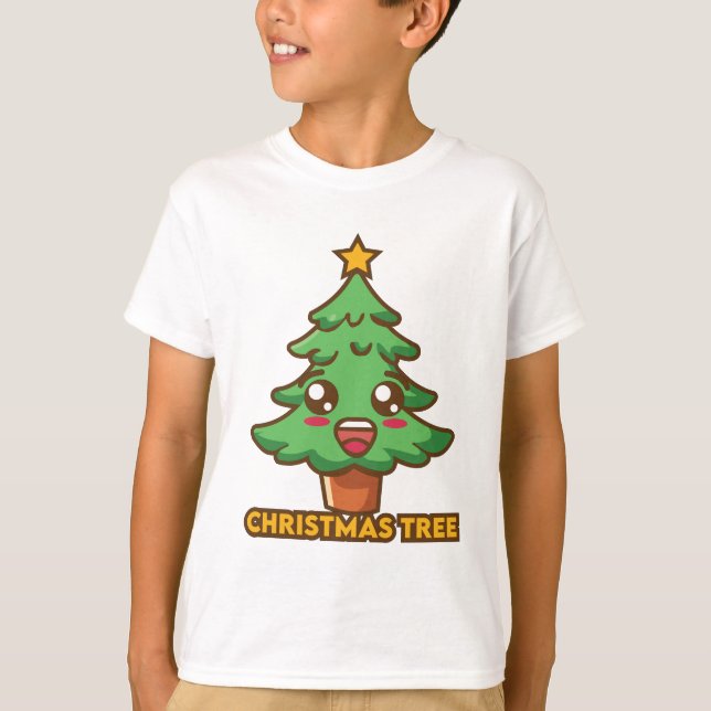 T-shirt Chemise Tri-Blend sapin de Noël (Devant)