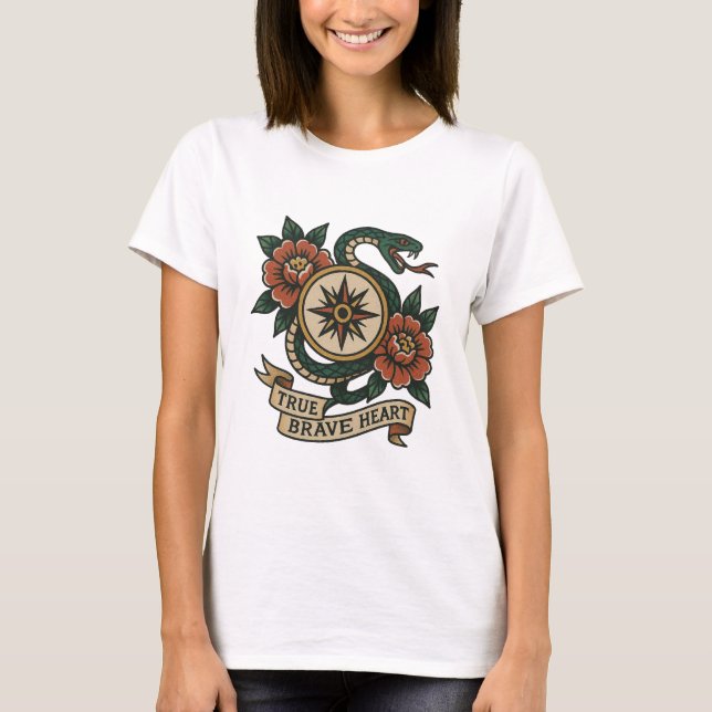 T-shirt Chemise True Brave Heart Compass Rose Panel (Devant)
