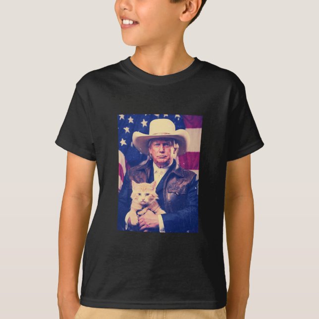 T-shirt Chemise Trump Chat Drôle Cowboy Donald Trump Améri (Devant)
