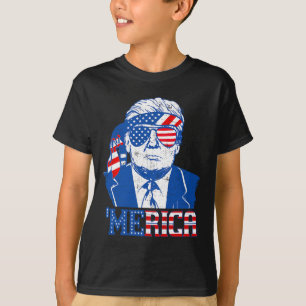 T-shirt Chemise Trump Merica Trump Lunettes Drapeau améric