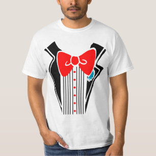 T-shirt Chemise Tuxedo - Cravate rouge