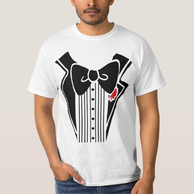 T-shirt Chemise Tuxedo Noir (Devant)