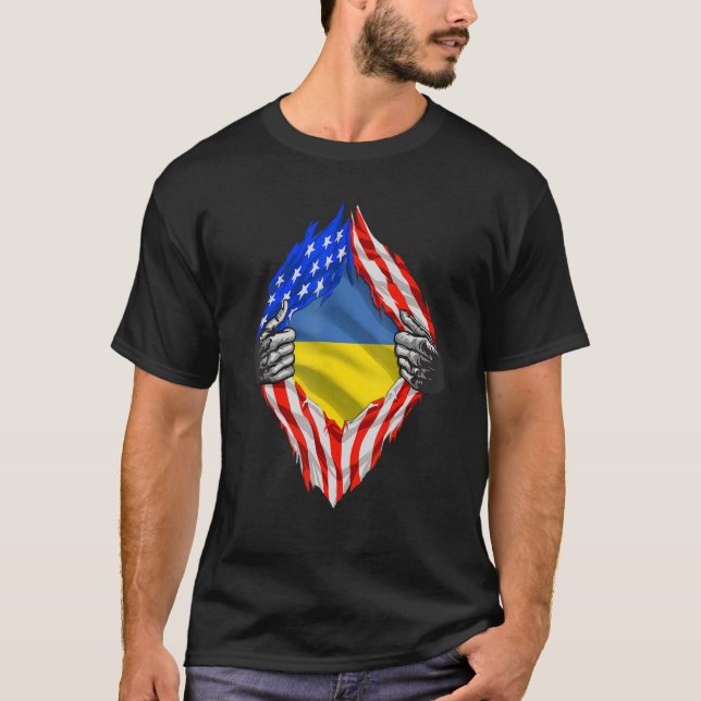 T-shirt Chemise ukrainienne Super Ukraine USA Drapeau Raci (Devant)