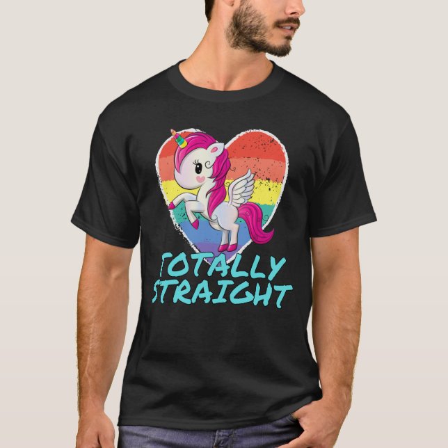 T-shirt Chemise Unicorne Totalement Droite - Drôle Design (Devant)
