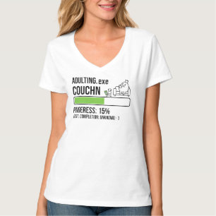 T-shirt Chemise V-Neck drôle Adulting EXE Canapé Progress