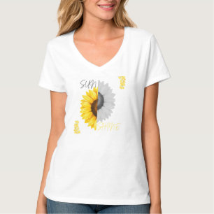 T-shirt Chemise V-Neck Imprimée Tournesol pour Femmes