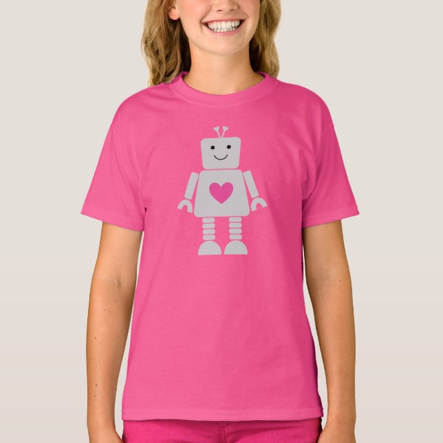 T-shirt Chemise Valentine Robot pour enfants (Devant)