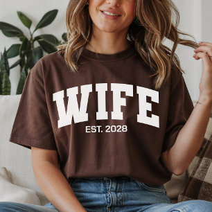 T-shirt Chemise Varsity Wifey Hubby, Cadeau de Fiançailles