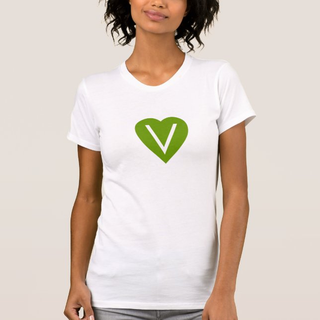 T-shirt Chemise végétalienne de coeur (Devant)