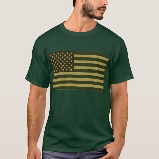 T-shirt Chemise verte de drapeau américain (Devant)