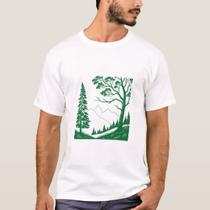 T-shirt Chemise verte de l'arbre de montagne amoureux de l