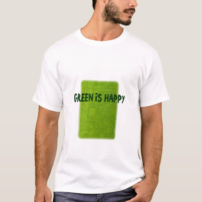 T-shirt Chemise Verte Est Heureuse ! (Devant)
