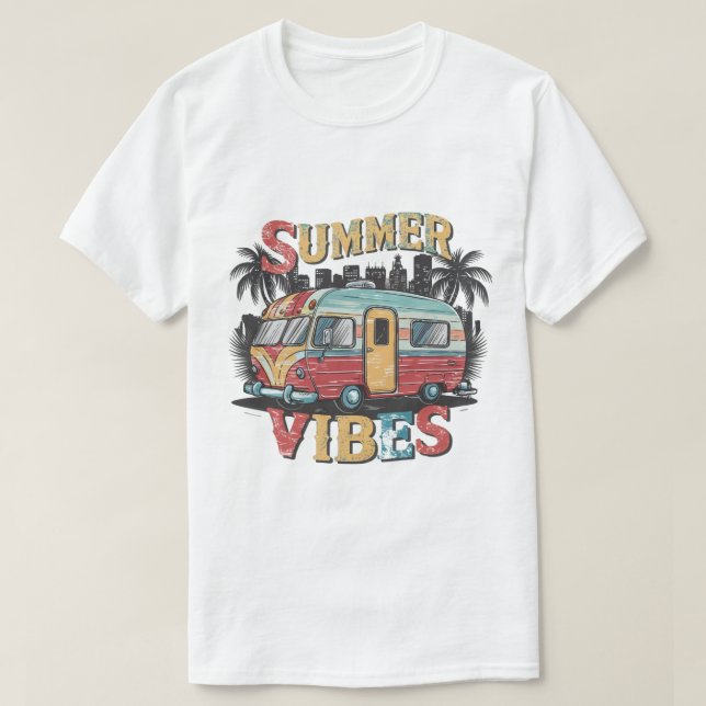 T-shirt chemise vibes d'été (Design devant)