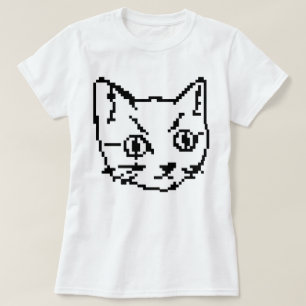 T-SHIRT CHEMISE VIDEO KITTY CAT PIXEL ART