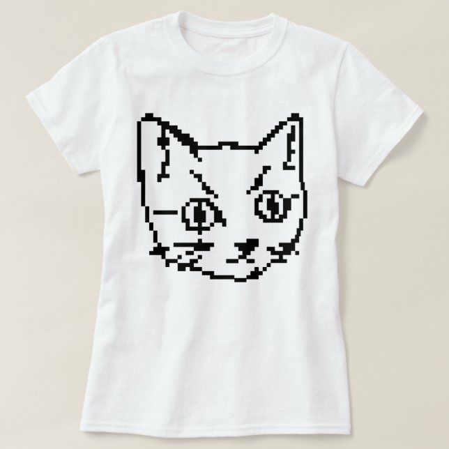 T-SHIRT CHEMISE VIDEO KITTY CAT PIXEL ART (Design devant)
