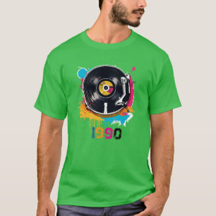 T-shirt  Chemise vintage 1990 vinyle DJ couleur rétro
