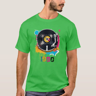 T-shirt Chemise vintage 1990 vinyle DJ couleur rétro