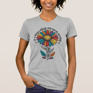 T-shirt Chemise vintage à gravure de fleur arc-en-ciel soi