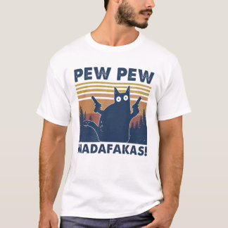 T-shirt Chemise Vintage Cat Pew Pew Madafakas