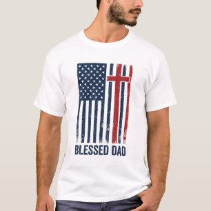 T-shirt Chemise Vintage Croix Drapeau Chrétien Papa Bénit